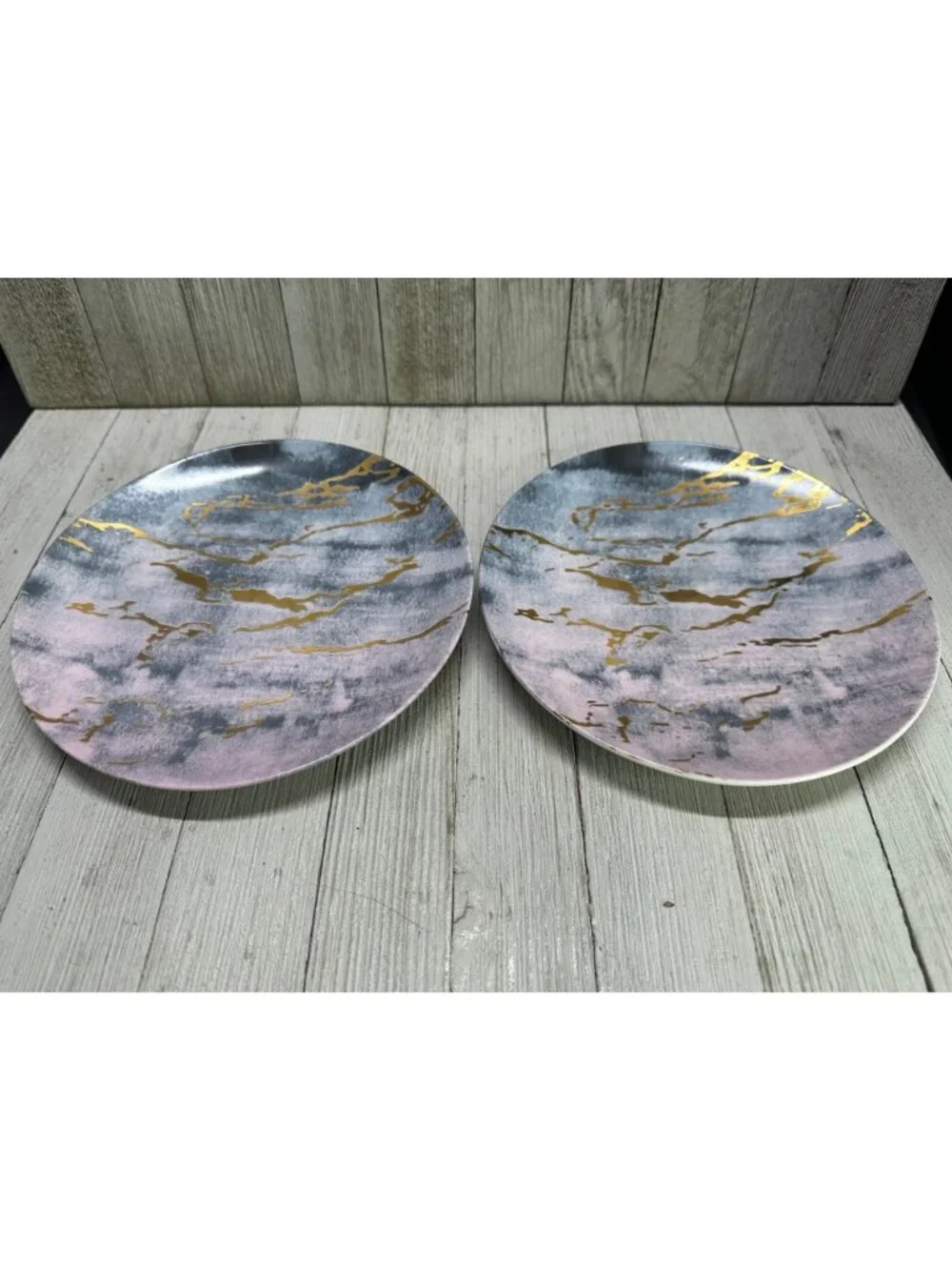 Vintage American Atelier Salad Plate Marble Design Porcelain 7.5'' - Set of 2